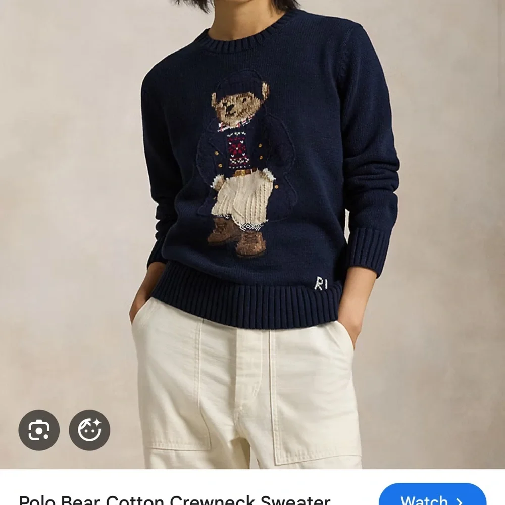 Polo by Ralph Lauren Navy Bear Intarsia Crewneck Sweater - never worn - Picture 4 of 5